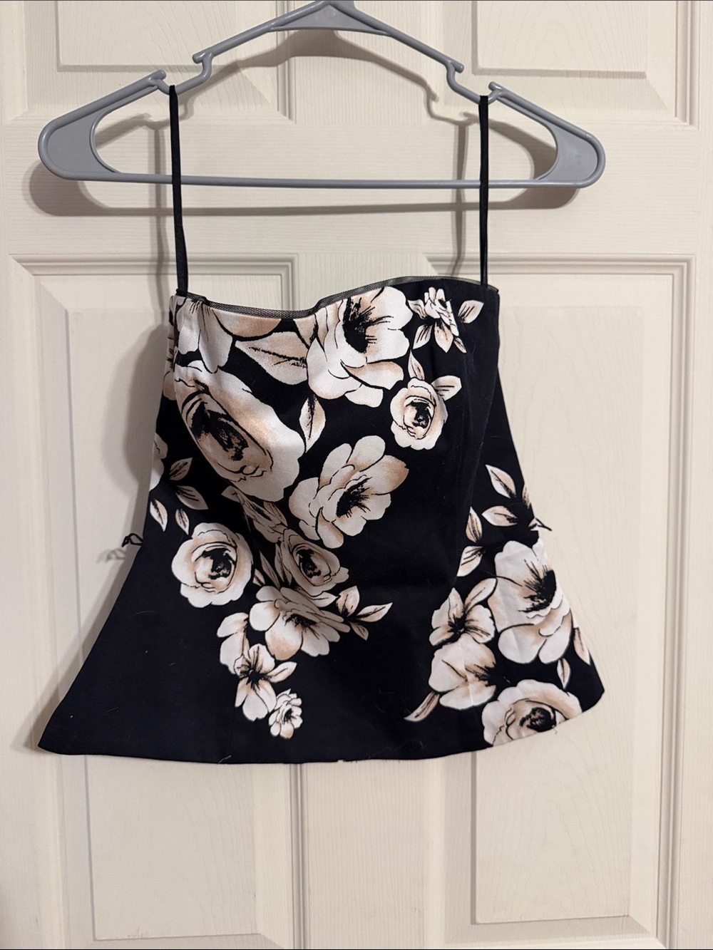 White House Black Market Black Floral Bustier Camisole